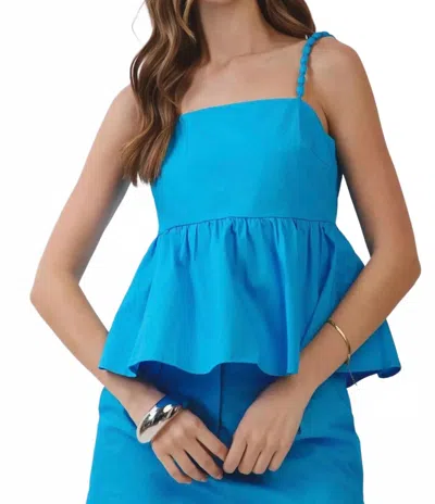 Tcec Marina Peplum Tank Top In Ocean Blue