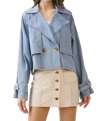 Tcec Maxine Double Breasted Front Oversized Jacket In Light Denim In Blue