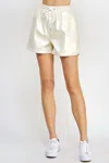 Tcec Metallic Faux Leather Shorts In Ivory In Multi