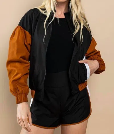 Tcec Multi Color Activewear Jacket In Black In Orange