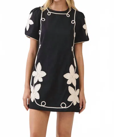 Tcec Nina Floral Appliqué Dress In Black