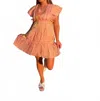 Tcec Nova Ruffle Sleeves Mini Dress In Blush In Orange