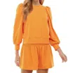 Tcec October Lightweight Puff Sleeve Sweater In Orange In Pattern