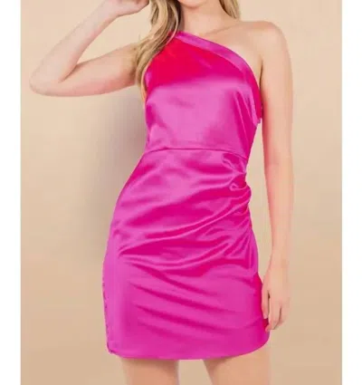Tcec One Shoulder Dress In Barbie Pink In Multi
