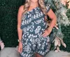 Tcec Printed Short Sleeve Set In Navy In Blue