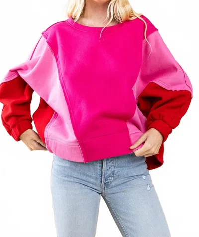 Tcec Oversized Color Block Sweatshirt In Pink