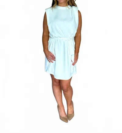 Tcec Padded Shoulder Tie Dress In White In Animal Print