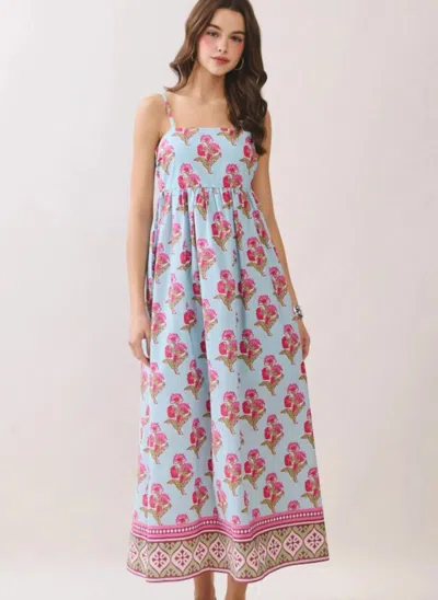 Tcec Palm Blossom Maxi Dress In Blue