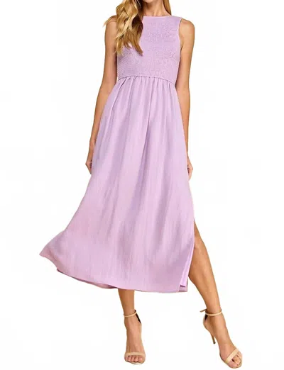 Tcec Palmer Smocked Bodice Midi Dress In Lavender In Purple
