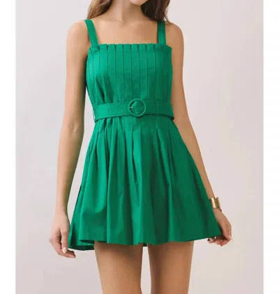 Tcec Penelope Pleated Bodice Mini Dress In Green