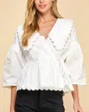 Tcec Exclusive Charm Peter Pan Collar Top In White In White