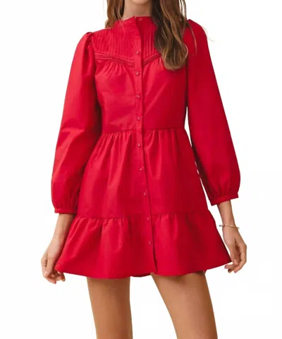 Tcec Pintuck Yoke Detail Mini Dress In Red