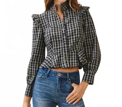 Tcec Plaid Peplum Hem Top In Blue