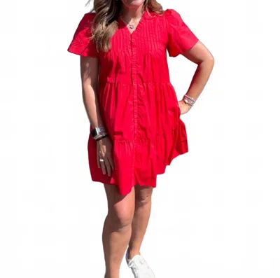 Tcec Pleated Detail Ruffle Dress In Red