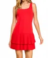 Tcec Pleated Hem Mini Dress In Red In Red