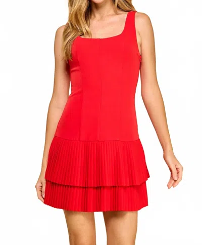 Tcec Pleated Hem Mini Dress In Red