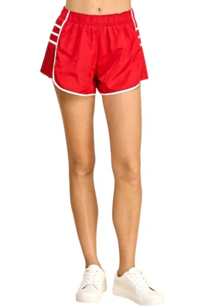 Tcec Pleated Side Active Shorts In Red