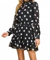 Tcec Polka Dot Mini Dress In Black In Black