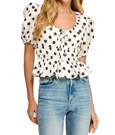 Tcec Polka Dot Print Scoop Top In White