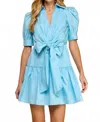 Tcec Poplin Bow Dress In Baby Blue In Blue