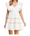 Tcec Poplin Ruffle Sleeve Dress In White In White