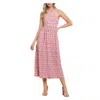 Tcec Printed Pleated Halter Midi Dress In Pink In Pink