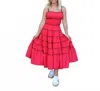 Tcec Rally Ruched Midi Dress In Red In Pink
