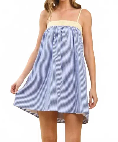 Tcec Relaxed Babydoll Mini Dress In Blue & White Stripes In Multi