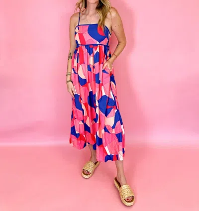 Tcec Retro Sunset Maxi Dress In Blue Multi