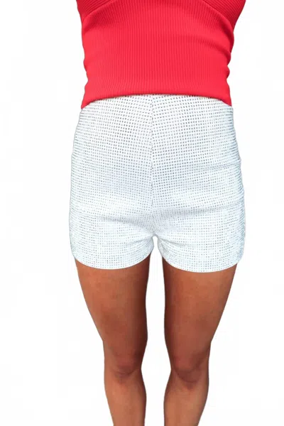 Tcec Rhinestone Studded Shorts In White