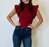 Tcec Ribbed Mock Neck Bodysuit In Red