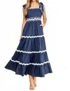Tcec Ricrac Detail Midi Dress In Navy In Blue
