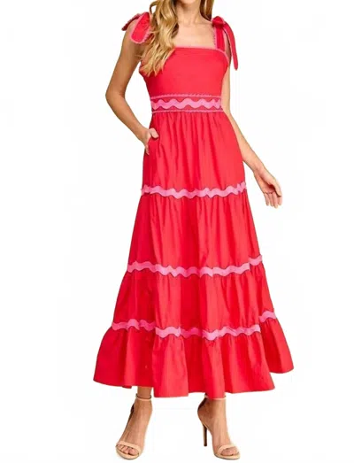 Tcec Ricrac Detail Midi Dress In Red