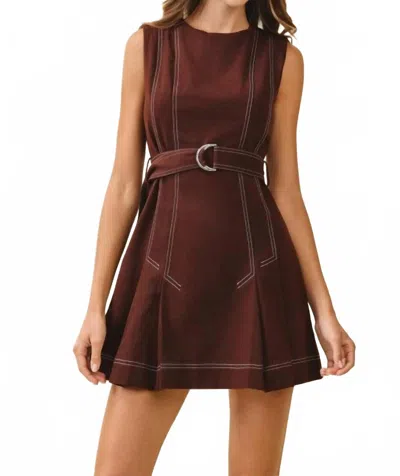 Tcec Riley Sleeveless Mini Dress In Brown In Burgundy