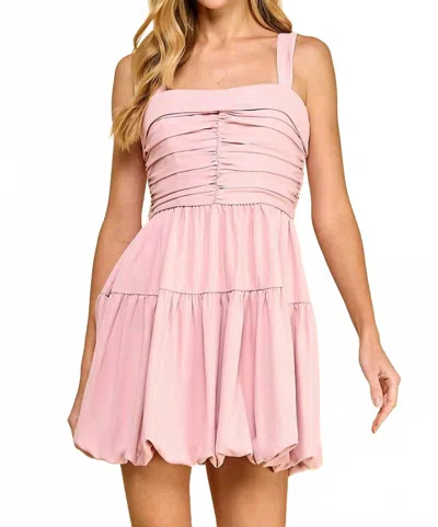 Tcec Ruched Detail Fit And Flare Tank Dress In Pink
