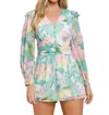 Tcec Ruched Waist Romper In Green Multi In Multi
