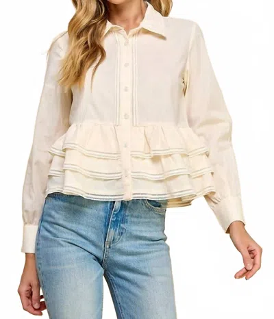 Tcec Ruffle Blouse In White In Neutral