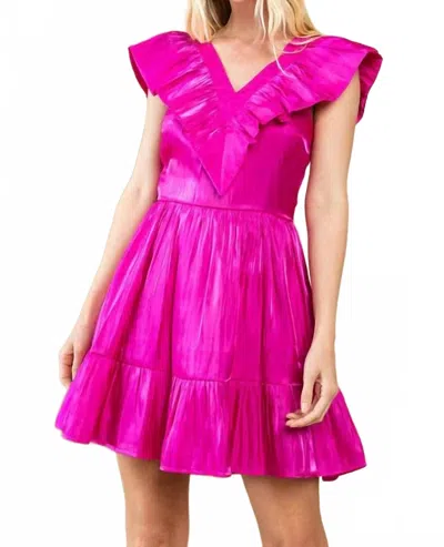 Tcec Ruffle Mini Dress In Magenta In Pink
