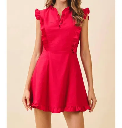 Tcec Ruffle Notched Neckline Dress In Red