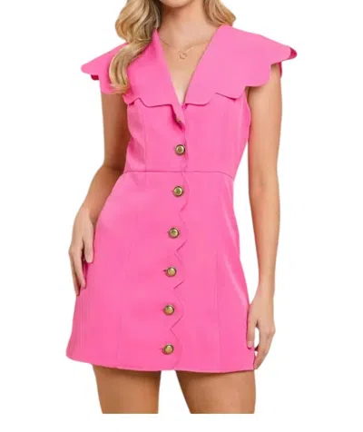 Tcec Scalloped Detail Dress In Hot Pink