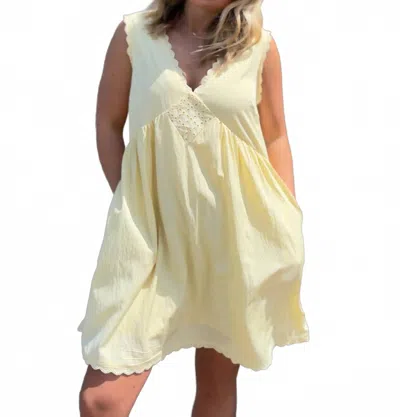 Tcec Scalloped Lace Trim Detail Babydoll Mini Dress In Butter Yellow