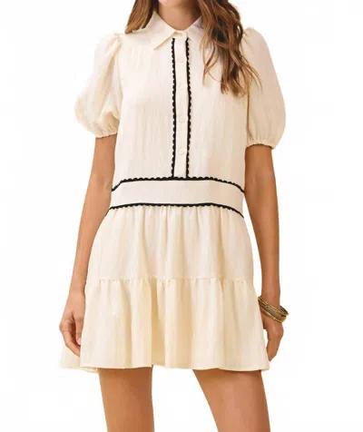 Tcec Scalloped Trimmed Button Placket Baby Doll Dress In Natural In Neutral