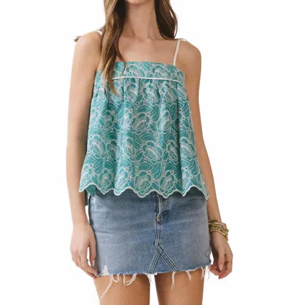 Tcec Sea Breeze Scalloped Cami Top In Blue In Gray