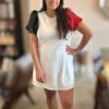Tcec Sequin Sleeve Dress In White/red /black In Multi