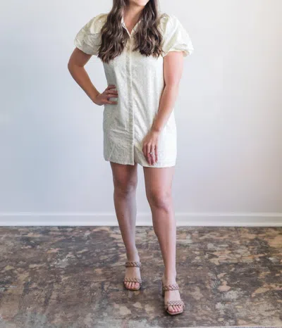 Tcec Serena Puff Sleeve Collared Mini Dress In Cream Off-white In Neutral