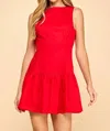 Tcec Fit And Flare Dropped Waist Sleeveless Dress In Red In Red