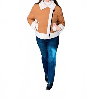 Tcec Sherpa Puff Jacket In Camel In Brown