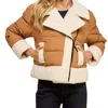 Tcec Sherpa Trim Padded Puffer Jacket In Brown/cream