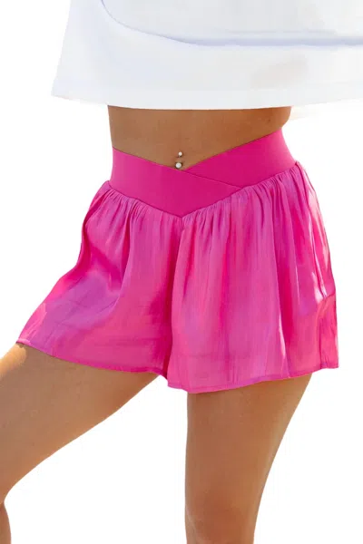 Tcec Shiny Crossover Shorts In Magenta In Pink