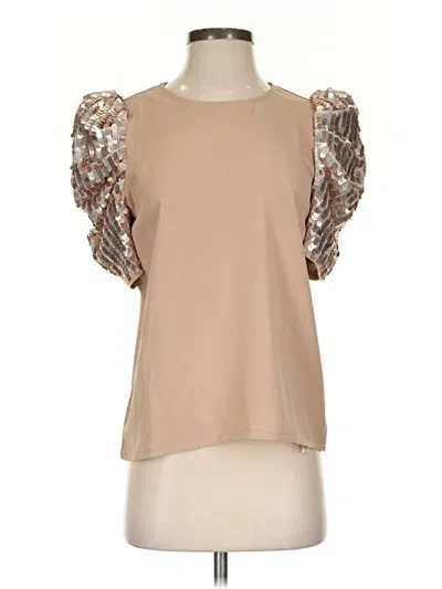 Pre-owned Tcec Short Sleeve Blouse In Tan